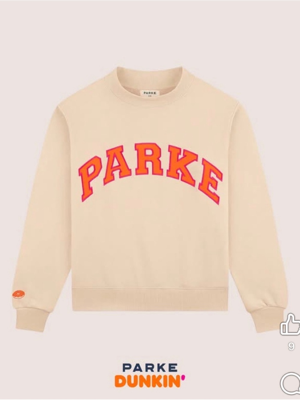 PARKE x Dunkin Heritage Varsity Mockneck Latte S/M NWT Limited Edition